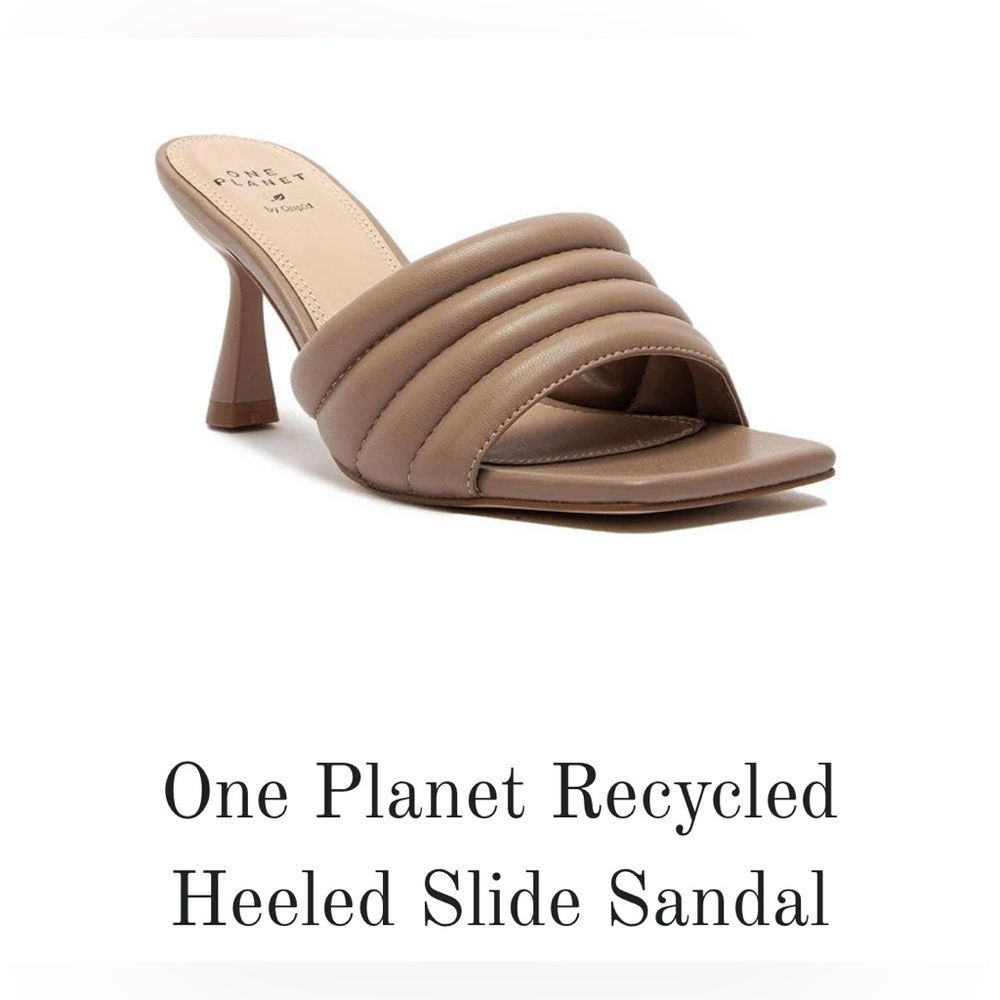 One Planet Recycled Heeled Slide Sandal size 10 NEW soft to walk